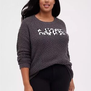 Torrid Cozy Charcoal 'LOVE' Popcorn Knit Sweater